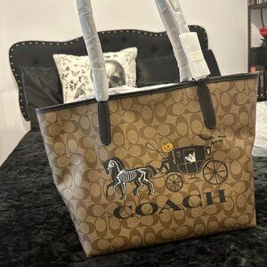 COACH City Tote Bag with Halloween Carriage Bag Party